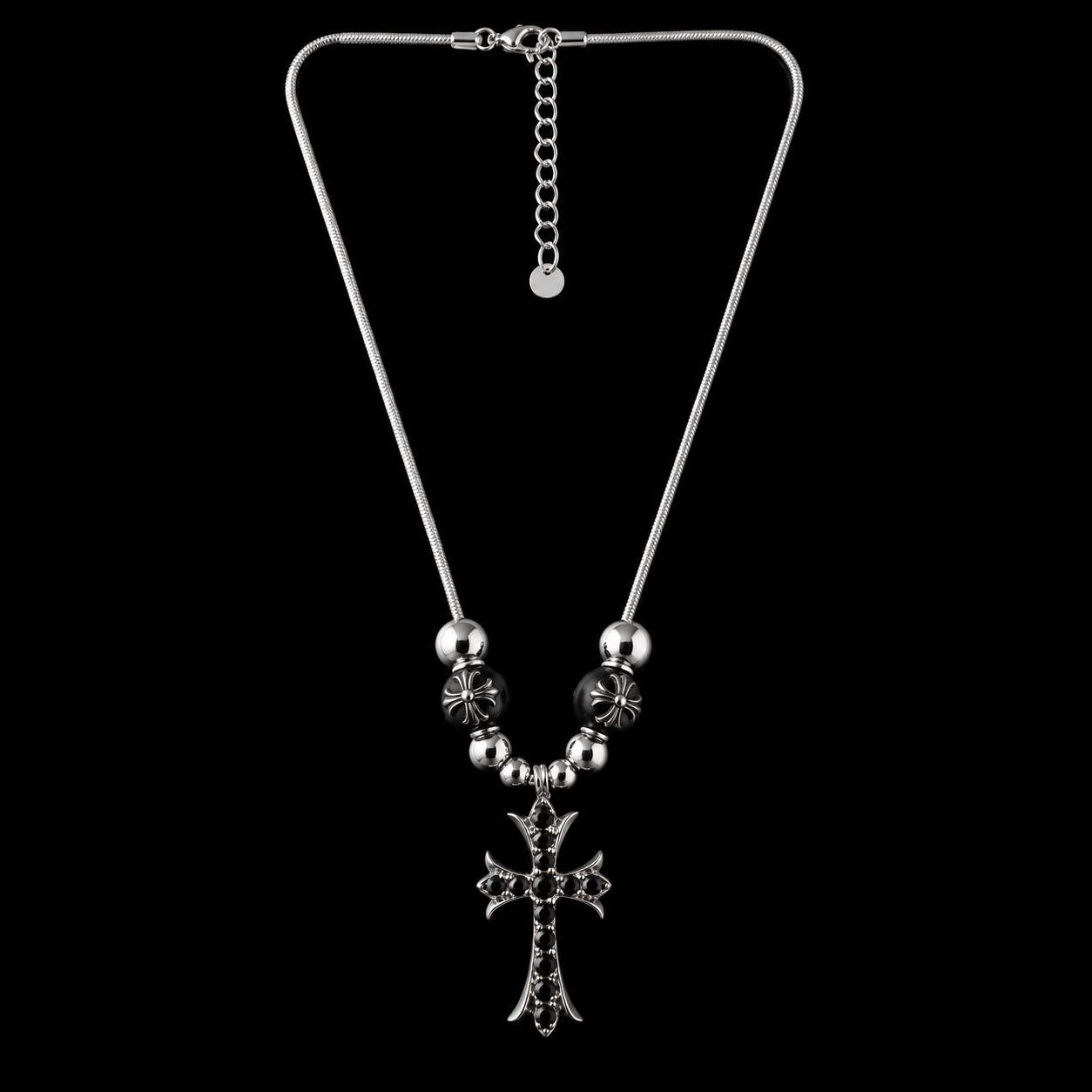 Black Beauty Chrome Stainless Steel Necklace