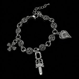 Chrome Floral 3 Charm Bracelet