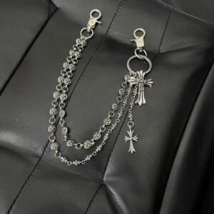 Chrome Floral Double Cross Waist Chain - Design 3