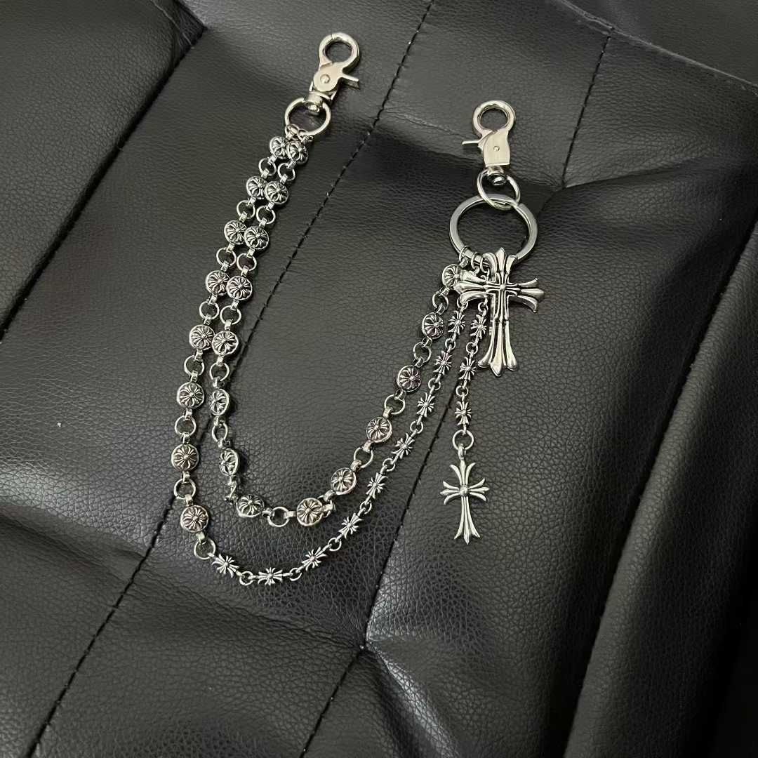 Chrome Floral Double Cross Waist Chain - Design 3