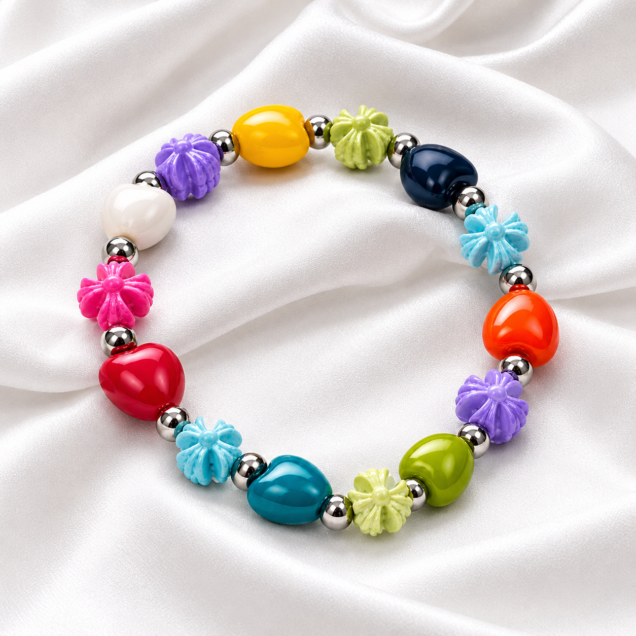 Chrome Heart Colorful Ceramic Beads Bracelet