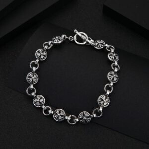 Chrome Heart Floral Style Chrome Bracelet