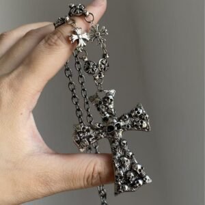 Chrome Heart Skull Cross Stainless Steel Necklace