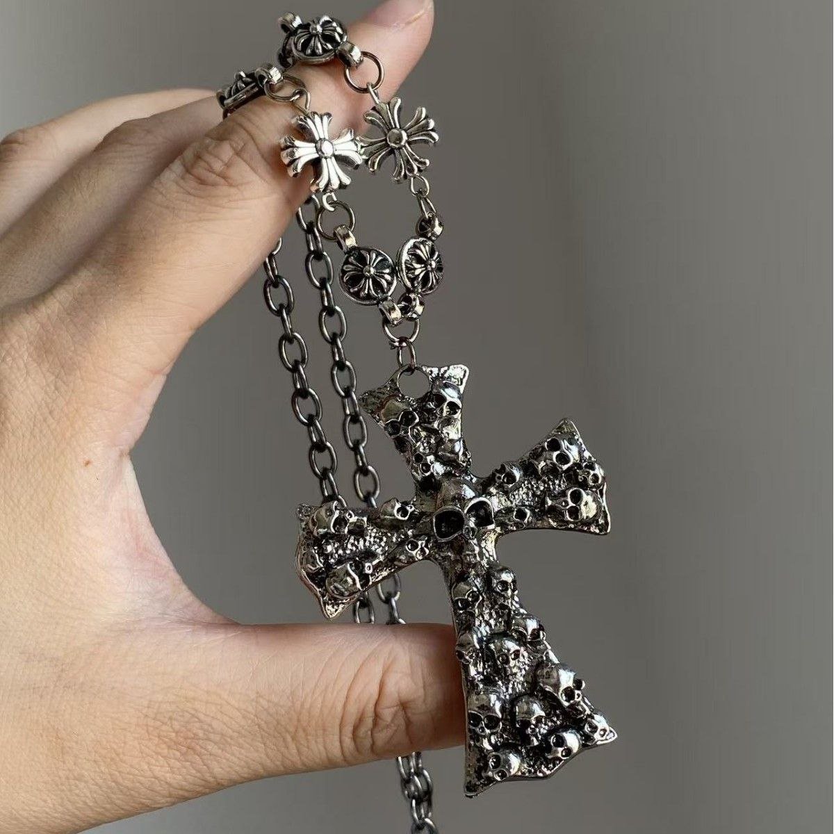 Chrome Heart Skull Cross Stainless Steel Necklace