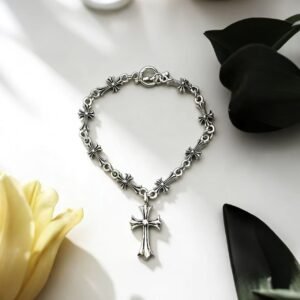 Chrome Heart Thick Gothic Cross Bracelet