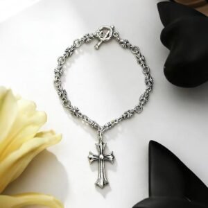 Chrome Heart Thin Gothic Cross Bracelet