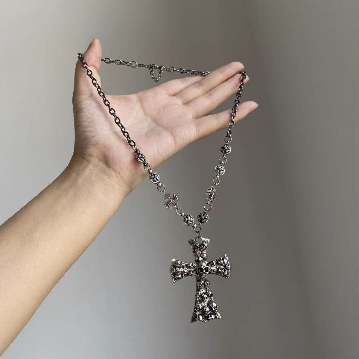 Chrome Heart Skull Cross Stainless Steel Necklace