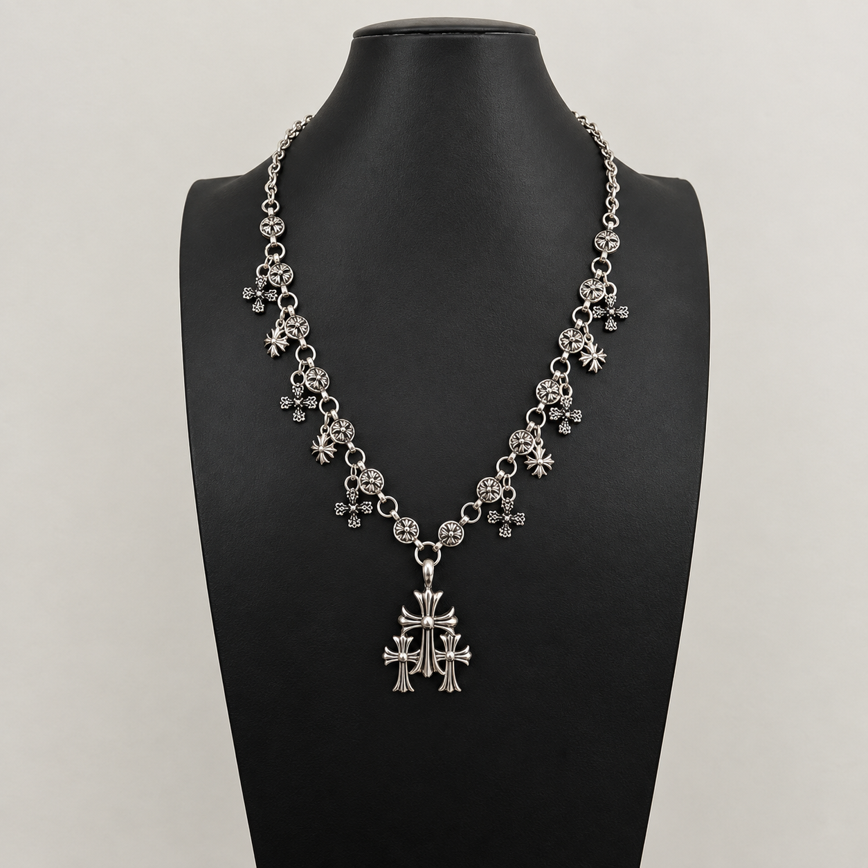 Chrome Trio Gothic Necklace