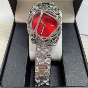 Claw Watch Alabaster - SILVER Belt RED