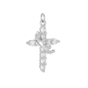 Crystal Cross Curve Icedout Pendant