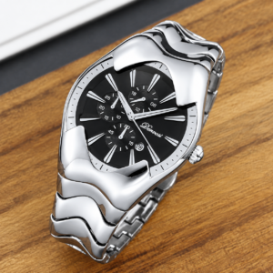 High End Business Men Watch Silver Black
