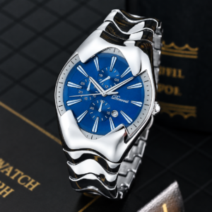 High End Business Watch Silver Blue