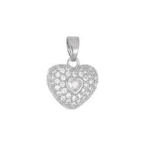 Mini Heart Icedout Pendant Silver