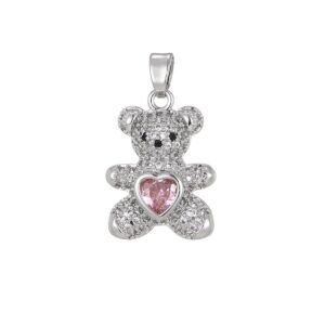 Teddy Bear Pink Icedout Pendant