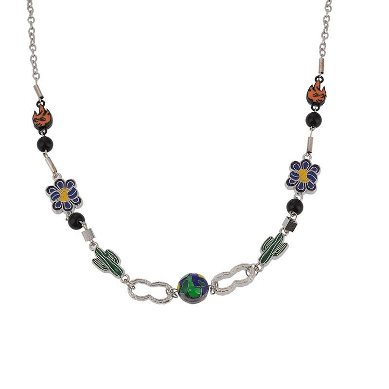 Cactus Flame Stainless Steel Necklace.