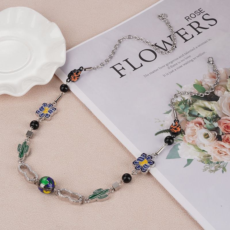 Cactus Flame Stainless Steel Necklace.