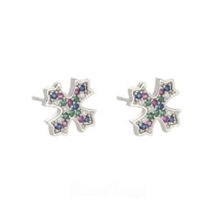Colored Diamond Cross Hip Hop Earring