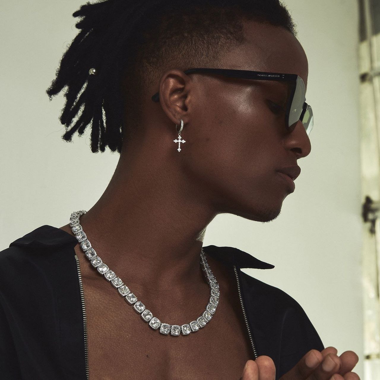 Icedout Cross Earring