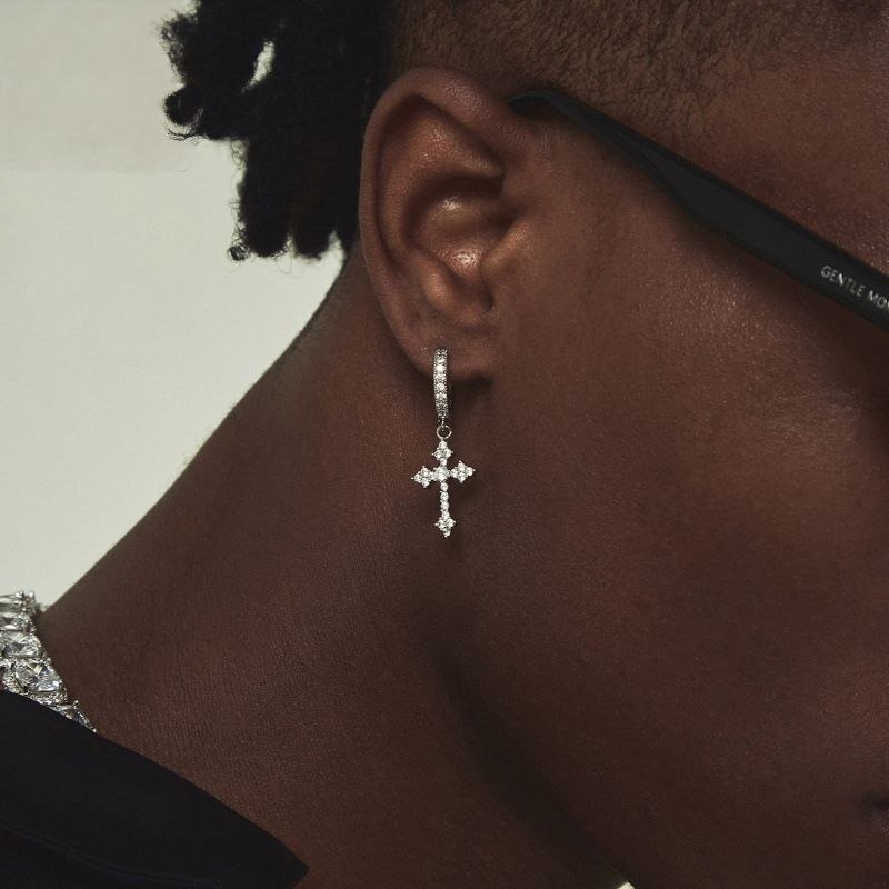 Icedout Cross Earring